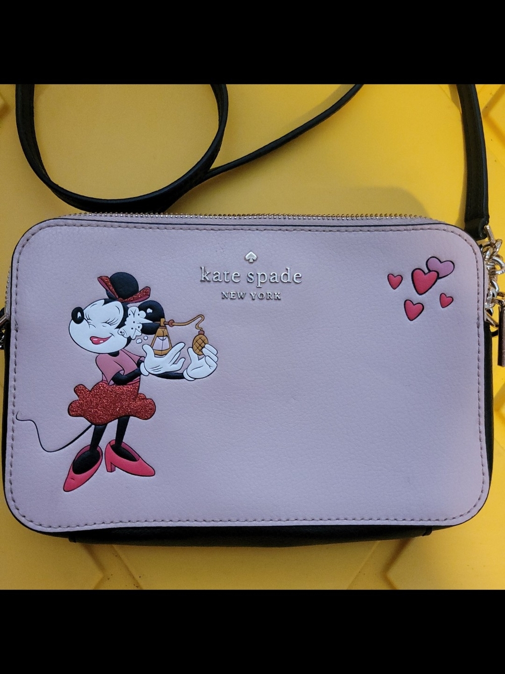 kate spade Pink Minnie Mouse Crossbody with Black Strap